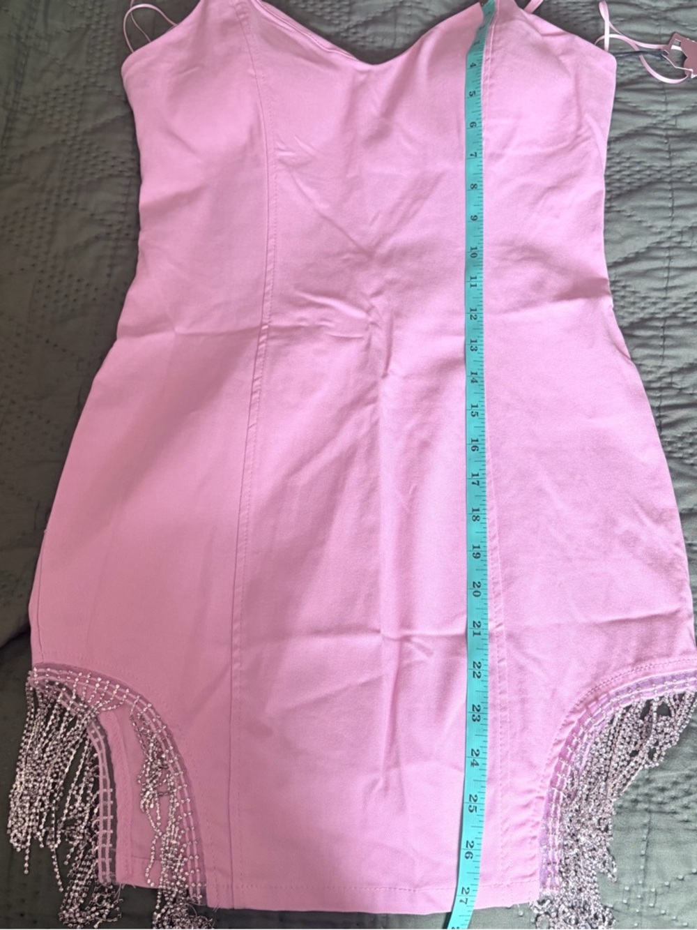 NWT Haute Monde Pink Rhinestone Fringe Bodycon Mini Dress Festival Cowgirl M - Picture 7 of 10